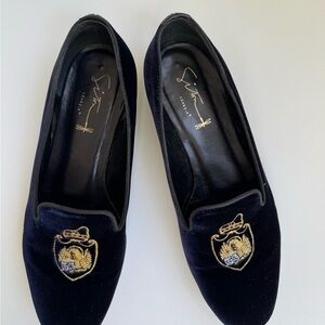Venetian Elegant dark blue Velvet Unisex Loafers